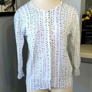 New Options, white with black dots cardigan sweater. Size petite medium.…